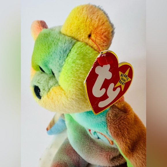 ☮️ Ty Beanie Baby “Peace” Bear Multicolor Tie-Dye Plush Vintage Collection 1996 - Picture 3 of 5